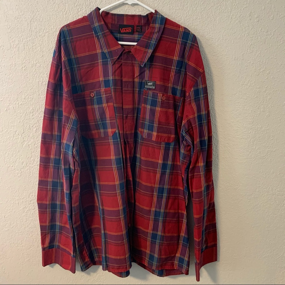 Mens L/S Vans Red Plaid Button Up Shirt